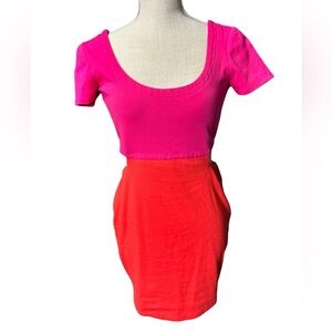 Lucca Cotoure | Pink and Orange Scoop Neck Dress | M